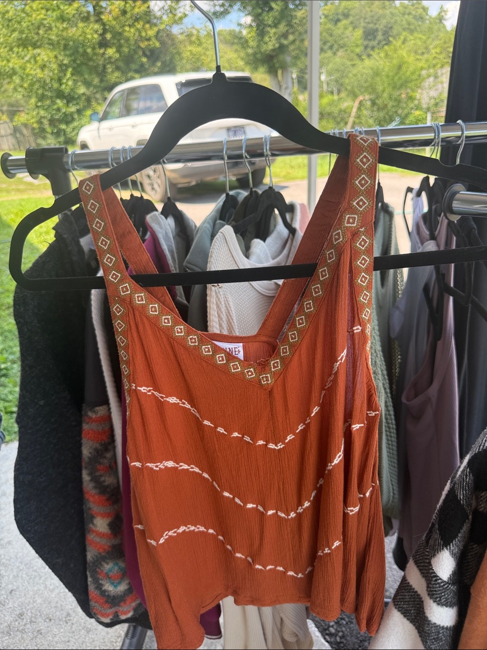 Shyanne Rust Embroidered Mini Dress